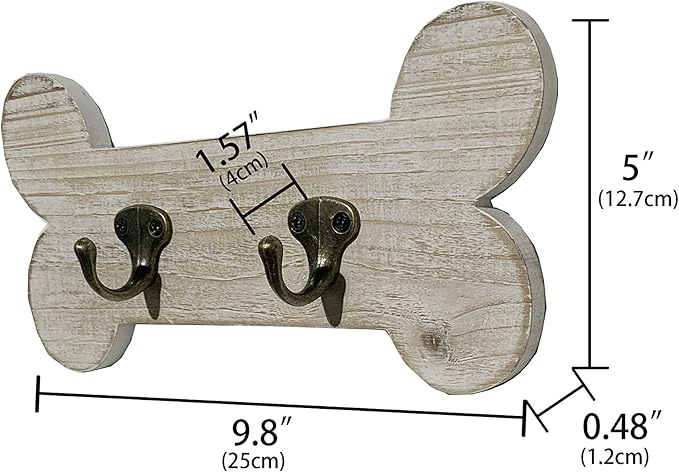 Vintage Style Dog Bone Hook Wall Mounted Coat Rack Rustic Wall Hanging Leash Holder