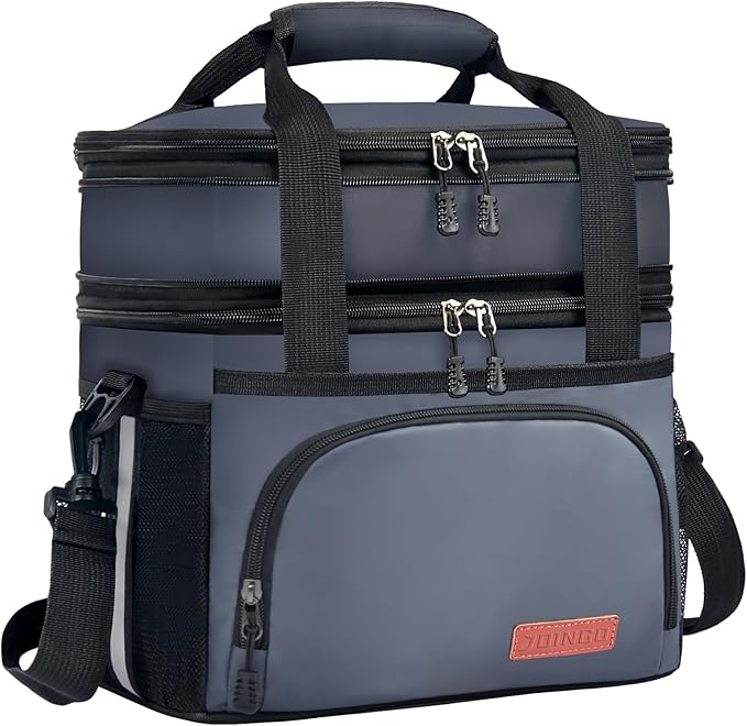 Tactical Lunch Box for Men & Women – Expandable 16L Double Deck Insulated Cooler Bag for Work, Construction & 12-Hour Shifts – Heavy Duty Leakproof Large Meal Prep Tote with Shoulder Strap