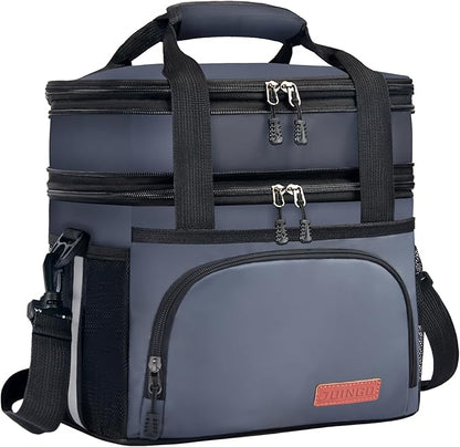 Tactical Lunch Box for Men & Women – Expandable 16L Double Deck Insulated Cooler Bag for Work, Construction & 12-Hour Shifts – Heavy Duty Leakproof Large Meal Prep Tote with Shoulder Strap