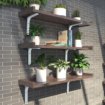 SAYAYO Wall Shelf Brackets White, 6 x 5 Inch Iron Metal Shelf Brackets L Shaped Corner Support Brackets for DIY Floating Shelf, 4 PCS