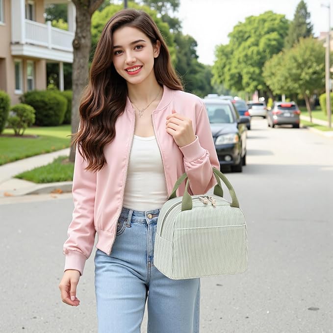 Bluboon Lunch Bag for Women Men Cute Corduroy Lunch Tote Bags Reusable Insulated Lunch Box Large Capacity Reusable Insulated Cooler for Work Picnic or Travel