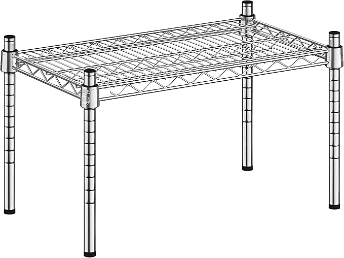 14" x 24" x 14" Chrome Wire Storage Shelf, Dunnage Rack, Commercial 1 Tier Small Shelf