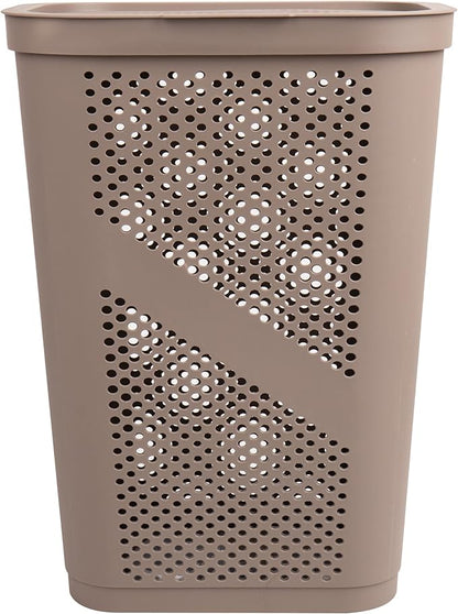 Mind Reader 60L Slim Laundry Hamper, Clothes Basket, Lid, Ventilated, Plastic, Set of 2, Tan