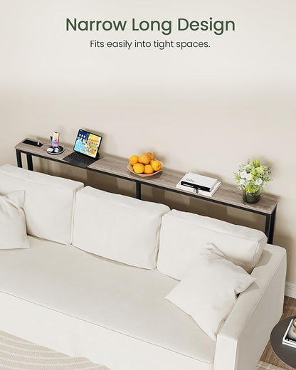78.7" Narrow Console Table with Charging Station, Behind Couch Table with 2 AC Outlets, 1 USB and 1 Type-C Port for Hallway, Living Room, Foyer, Greige and Black TXG02UBG