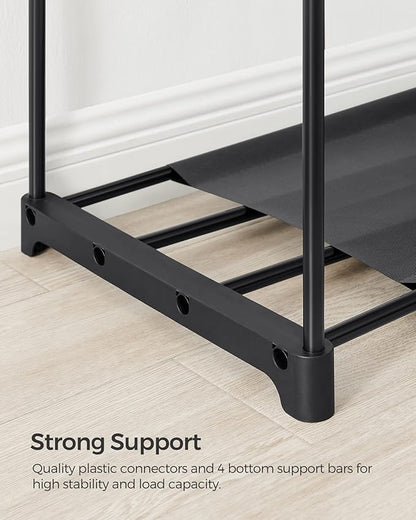 SONGMICS Portable Closet, Freestanding Closet Organizer, Clothes Rack with Shelves, Hanging Rods, Storage Organizer, for Cloakroom, Bedroom, 59.5 x 16.9 x 65.4 Inches, Black URYG036B02