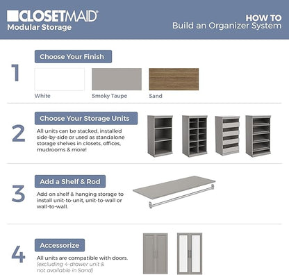 ClosetMaid Modular Storage Shelf Unit with Angled Shoe Shelves, Taupe