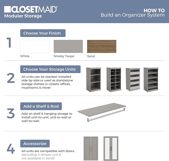 ClosetMaid Modular Storage Shelf and Hang Rod Kit, Taupe
