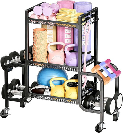 Weight Rack for Home Gym Storage, Sports Equipment Organizer, Workout Exercise Equipment Storage, Dumbbell Kettlebell Rack Organization for Home Gym, Garage Sports Equipment Organizer