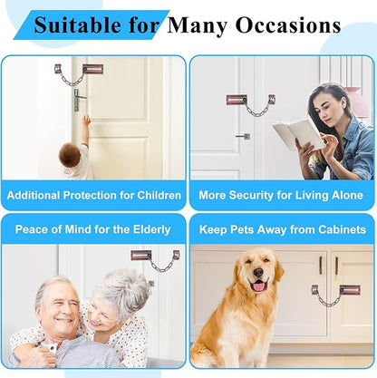 2 Pack Door Chain Lock Bronze Red, Stainless Steel Chain Locks for Inside Door, Premium Thickened with 12 Screws
