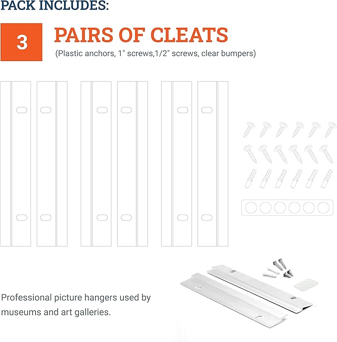 PHS - French Cleat Hanger Kit - 6 inch Heavy Duty Z Clips (3 Pairs) - Supports 50 lbs - Mirror Hanging Hardware, Picture Mounting Brackets, Wall Mount System for Frames & Cabinets