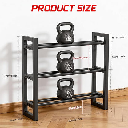 Dumbbell Rack 3 Tier Weight Rack for Home Gym 31 IN Length Adjustable Dumbbell Stand 450 lb Capacity Storage Stand Weight Storage Gym Organizer