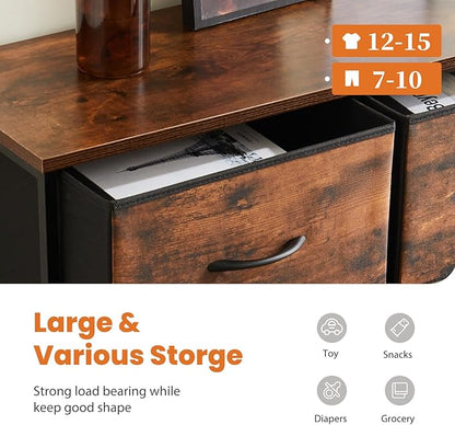 Sweetcrispy Dresser for Bedroom, Fabric Dresser with 10 Drawers, Chest of Drawers for Closet, Living Room, Sturdy Steel Frame, Wooden Top, Easy Pull Handle, Brown