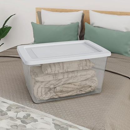 Sterilite 8-Pack Storage Box, Clear Plastic Storage Container Bins with Lids, 58 Quart - Heavy-Duty Organizing Containers for Closet, Bathroom, and Office