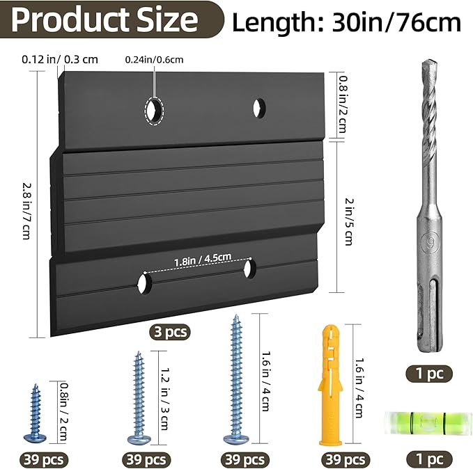 French Cleat Hanger 30 Inch, 3 Pairs Heavy Duty Z Bar Clips, Metal Wall Cleats Up to 300 lbs, Interlocking Bracket Kit Hanging Picture, Mirror, Frame, Headboard, Easy Install, Hardware Included