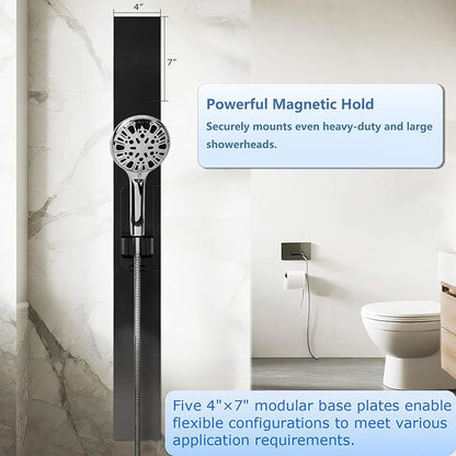 Modular Magnetic Handheld Shower Head Holder, 5-Section Customizable Sliding Rail with Tool-Free Adhesive Installation, Adjustable Height and Angle for Shower Chairs, Kids, Pets, Elderly, RV, Bathtub