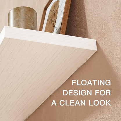 AMADA HOMEFURNISHING Floating Shelves Large, 24 x 7 Inch Wall Shelves for Bathroom, Bedroom, Kitchen, Shelves for Wall Decor Set of 2, White - AMFS06