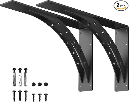 Heavy Duty Shelf Brackets，max Load 900 LBS,Premium Alloy Metal Mantel Brackets , (Set of 2) Fireplace Mantel Brackets - Countertop Support Brackets (Matte Black, 24 inch x 15 inch)