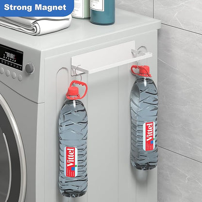 Thipoten Magnetic Hanger Organizer, 2Pack Hangers Holder for Dryer/Washing Machine, Holding up to 30 Velvet/Wire/Plastic Hangers, Perfect Space Saver for Laundry Room (2, White)