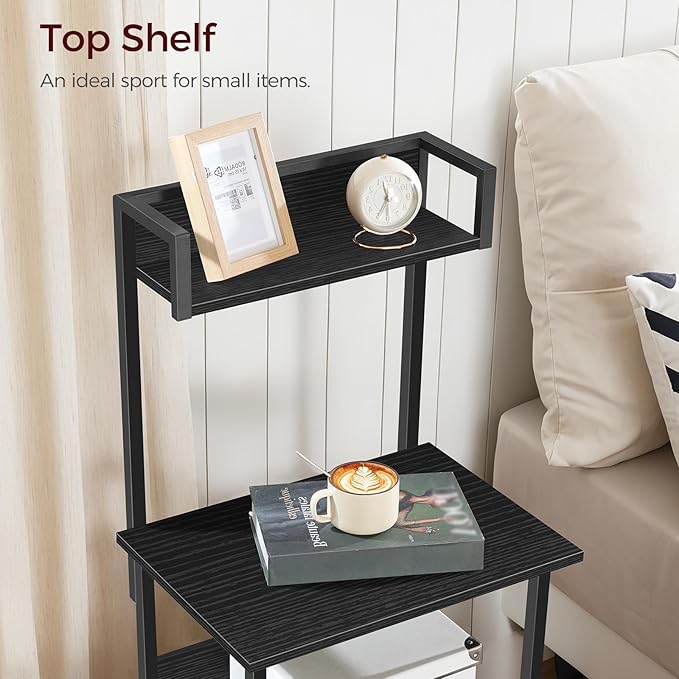 Printer Table with Storage, Home Printer Stand with File Cabinet, Fits A4/Letter Size Files, Printer Cabinet with Large Tabletop, Display Shelf, for Home Office, Black PTBK3501