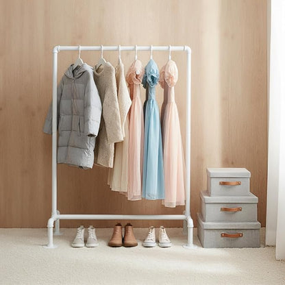 Kids Pipes Dress up Clothing Rack, Kids Clothes Rack, Child Garment Rack, Hanging Clothes Rod Storage Shelf Organizers Shelves Shelving, White Metal