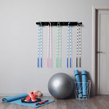 Shimeyao Wall Mounted Jump Rope Rack Multi Purpose Hoop Rope Holder Organizer Gym Fitness Equipment Storage Rack for Resistance Bands, Straps, Foam Rollers, Hardware Included