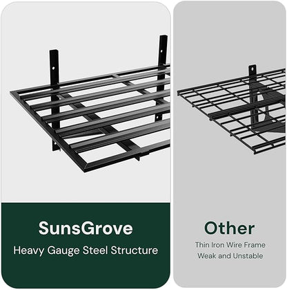 SunsGrove 4 Pack 2x3ft Heavy Duty Garage Wall Shelving, 1600LB Weight Capacity, 24"x36" Adjustable Commercial Grade Steel Storage Rack for Garage, Basement, Warehouse (Black)