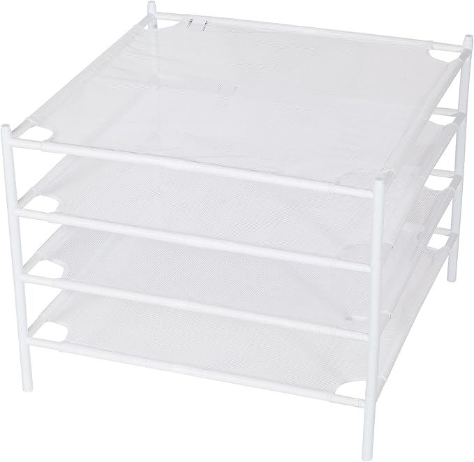 Sweater Drying Rack, 4-Layer Stackable Flat Clothes Drying Rack, Laundry Drying Rack, Mesh Air Dryer, Portable Dry Rack for Indoor & Outdoor