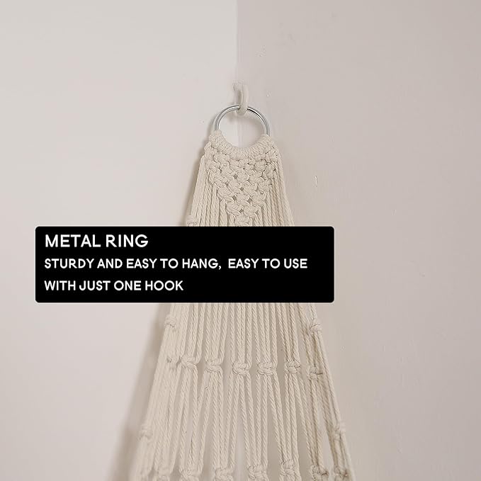 Stuffed Animal Storage Organizers Toy Hammock Corner Hanging Net Stuffy Animal Hammock Macrame Toy Display Plush Toy Holder Wall, Kid Bedroom Decor Boho Nursery Playroom Organizer (Cream XL)