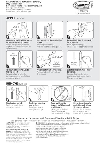Command Medium Designer Hooks, 9 Hooks and 12 Strips, Damage-Free Hanging Wall Hook with Adhesive Strips, No Tools Great for Hanging, Organization and Storage, Holds up to 3 lb