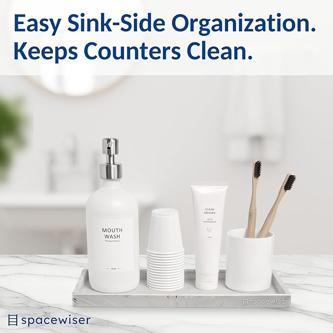 Countertop and Vanity Tray - 2 PC Large 11.7" Silicone Bathroom Trays, Counter Organizer, Dish Soap Sponge Holder Kitchen Sink Tray Organizer, Sink Caddy Toothbrush Key Kitchen Soap Trays