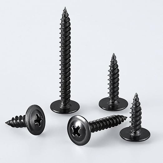 Wensilon（500 pcs）#4×3/4" Phillips Truss Head Wood Screws Black Galvanizing Quick Metal Self Tapping.