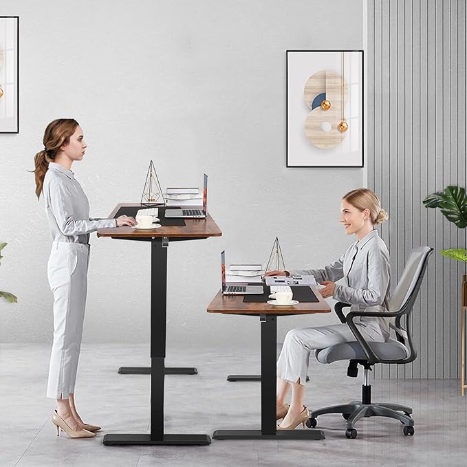 farexon Electric Standing Desk 71 x 28inch with Outlets,Rolling Stand up Desk with Oversized Mouse Pad, Wheels,3 USB Ports & 3 Power Outlets,4 Preset Heights Easy to Set for Home Office(Brown)
