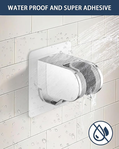 Handheld Shower Head Holder Super Strong Adhesive No Drill Adjustable Wall Mount for Hand Held Wand, Ideal for Kids, Elderly, and Short Users (Chrome)