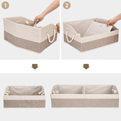 Large Dog Toy Basket With Handle, Foldable Dog Toy Box for Living Room Area, 20" Basket for Dog's Toys, Clothes, Organizers and Storage with Hard Board, Anti-slip for Pet Toys (Brown, Medium)