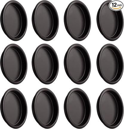 HOMOTEK 12 Pack Closet Door Finger Pulls, 2-1/16' Round Sliding Handles, Recessed & Cabinet Pulls, Easy Snap No Drill, Oil Rubbed Bronze