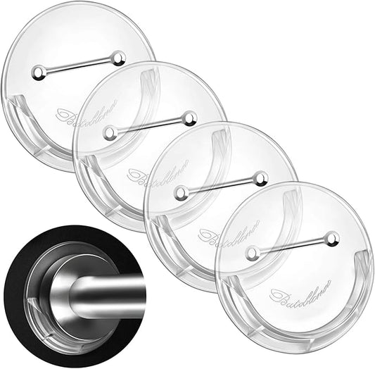 Shower Curtain Rod Holder for Wall,No-Drill Self-Adhesive Tension Rod Holder,Max Diameter 2.6 Inches,Fits Shower Rod Under 1.97 Inches In Diameter,Holds up to 80 Pounds,Clear-ABS,4 Pack