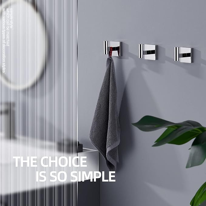 KOKOSIRI Robe Hook Bathroom Towel Coat Hooks for Bath Kitchen Wall 3 Pack Chrome Stainless Steel B1013CH-P3