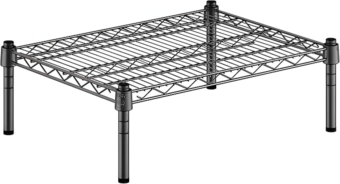 18" x 24" x 8" Black Epoxy Wire Storage Shelf, Dunnage Rack, Commercial 1 Tier Small Shelf