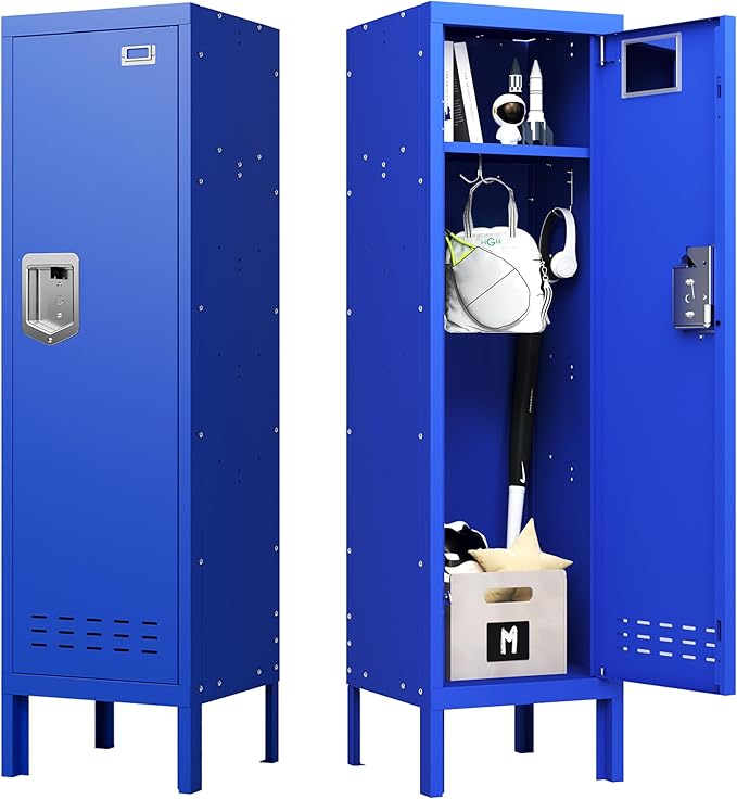 Metal Cabinet Home Office Storage,Lockers,Lockable Employees Metal Locker with Door,54" Height Steel Locker,Lockable Steel Locker for Gym,School,Home,Office,Garage,Assembly Required