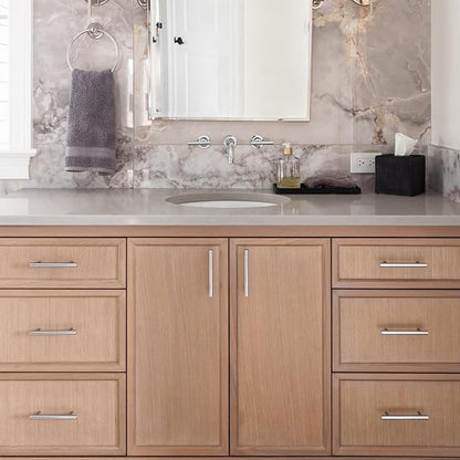 Estmoon 30 Pack Brushed Nickel Cabinet Handles 3 Inch Hole Center Drawer Pulls Stainless Steel Cabinet Pulls Silver Kitchen Handles Cabinet Hardware for Drawers, Cupboards - 5" Length, 3" Hole Center