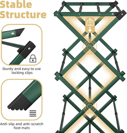 BAKON Clothes-Drying-Rack-Foldable for Small Space, Laundry-Drying Rack Collapsible for Hanging Clothes, Metal Clothing Dry Rack Suit for Indoor & Outdoor, Dorm Room, Apartments, RV, Navy Blue