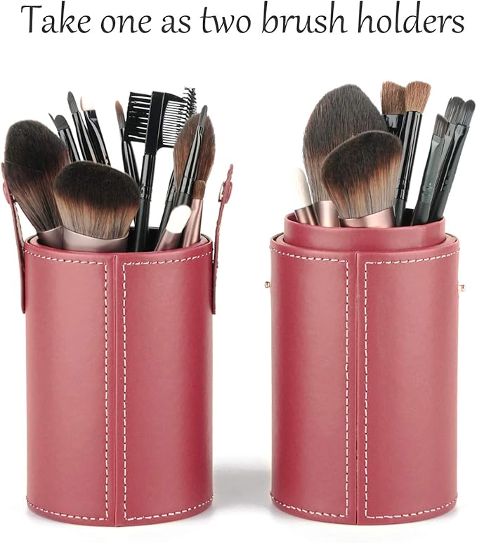 Narwey Makeup Brush Holder Travel Brushes Case Bag Cup Storage Dustproof for Women (Red)