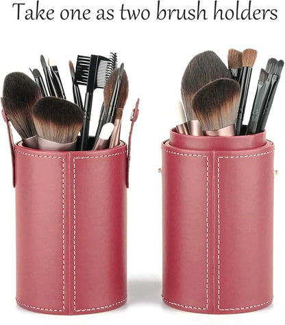 Narwey Makeup Brush Holder Travel Brushes Case Bag Cup Storage Dustproof for Women (Red)