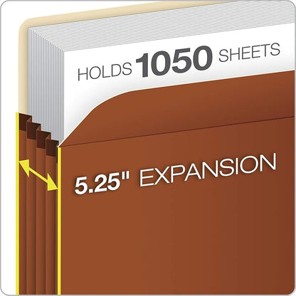 Pendaflex Expanding File Pockets,Letter Size,File Organizer for School,Home or Office,5.25" Expansion,Reinforced with Dupont™ Tyvek® Material,Letter Size,Redrope,10 Per Box (1534G-OX),(Pack of 5)
