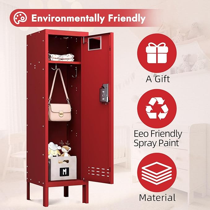 Metal Kids Locker,Metal Cabinet Storage Lockers,Lockable for Employees with Door,54" Height Steel Locker,Lockable Steel Locker for Children's Room, Playroom, School,Gym