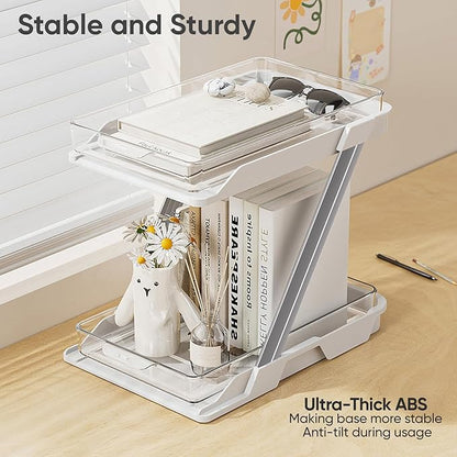 1 Pack Bathroom Organizers and Storage - Multi-Purpose,2-Tier Clear Pull Out Organization for Bathroom,Under Sink,Kitchen,Vanity,Countertop,Cabinet,Pantry & Medicine Cabinet,White