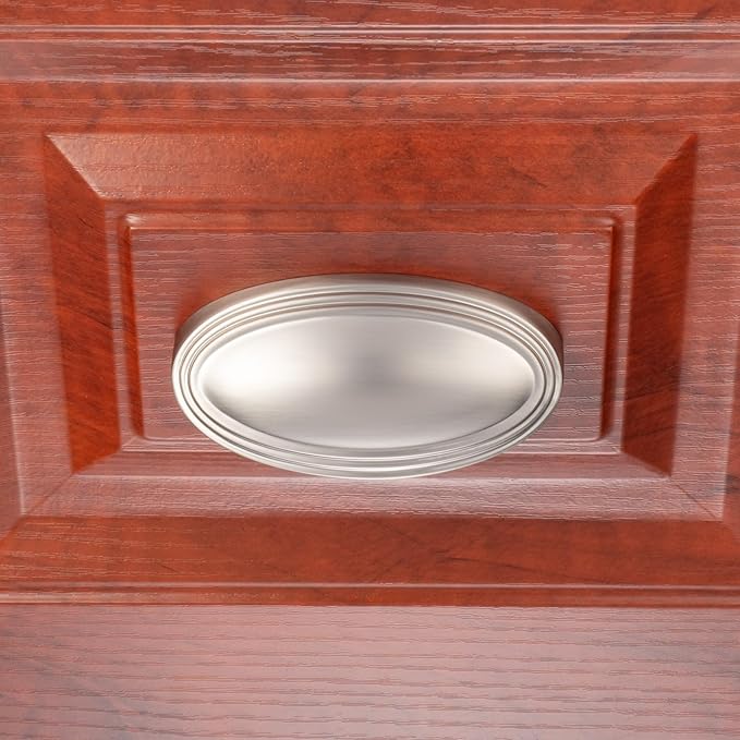 KOOFIZO 10 Pack 3 Inch Drawers Pulls Brushed Nickel Cabinet Handles Satin Silver Cabinet Cup Pulls for Kitchen Cabinets P33 Drawer Dresser Cupboard Bedroom Bathroom