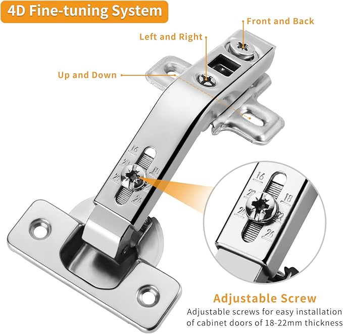 Chibery 2 Pack 1 Pairs 135° Lazy Susan Hinge, Full Overlay Concealed for Corner Kitchen Cabinet Replacement Hardware, Cupboard Folded, Folden Door
