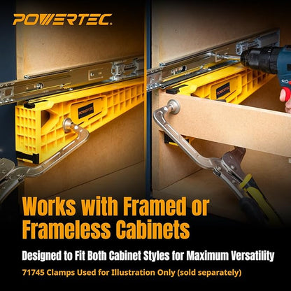 POWERTEC Drawer Slide Jig Set – Drawer Slide Installation Tool for Cabinets Desks Dressers Kitchen Drawers and Woodworking Projects – Supports Framed & Frameless Cabinets (72349)
