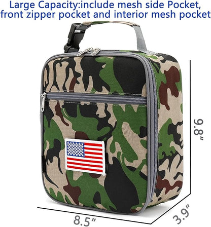 FlowFly Kids Lunch box Insulated Soft Bag Mini Cooler Back to School Thermal Meal Tote Kit for Girls, Boys,Flag